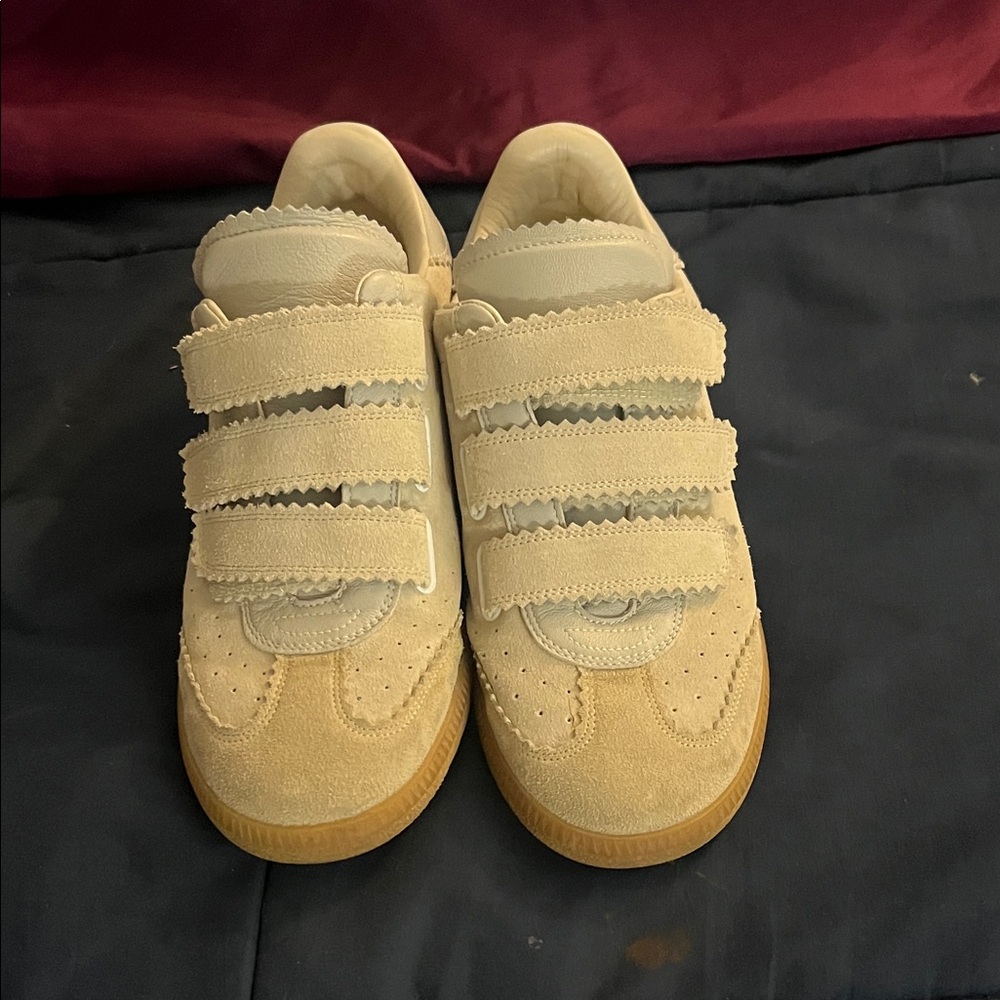 Isabel Marant Women's Cream Velcro Sneakers